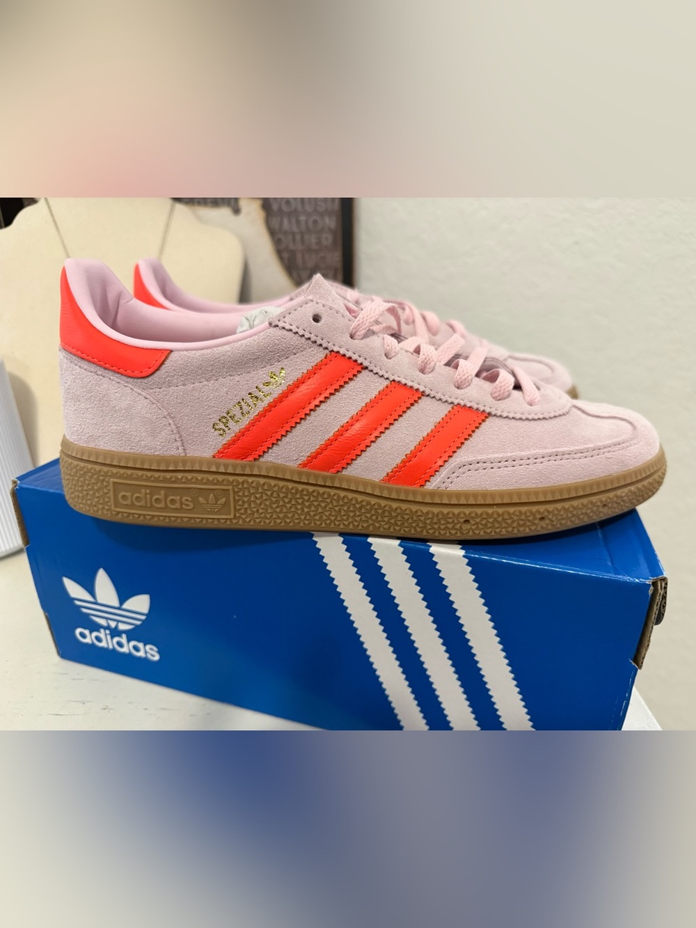 Adidas clear pink gum Handball Spezial suede sneakers NIB